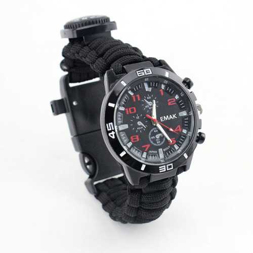 Multifunctional Compass Fishing Survival Watch Gear Bangle Parachute Cord Outdooors Survival Kit