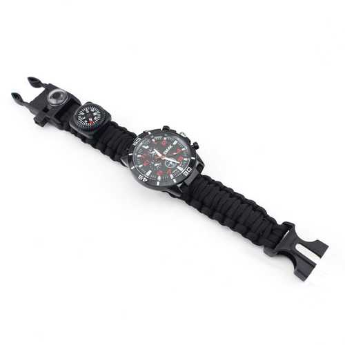 Multifunctional Compass Fishing Survival Watch Gear Bangle Parachute Cord Outdooors Survival Kit