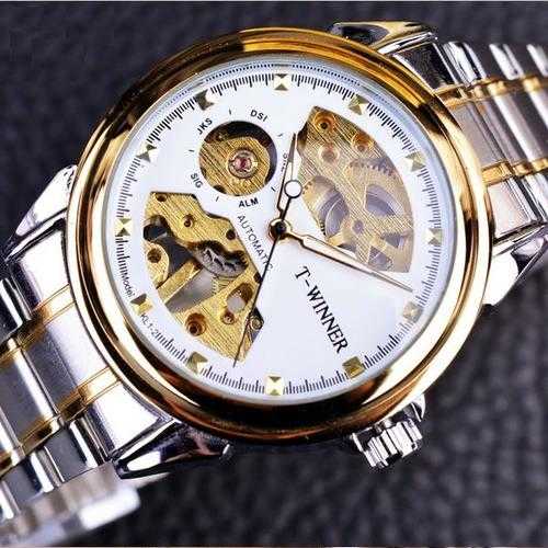 WINNER 378 Self-winding Mechanical Watch Classic Stainless Steel Strap Men Wrist Watch
