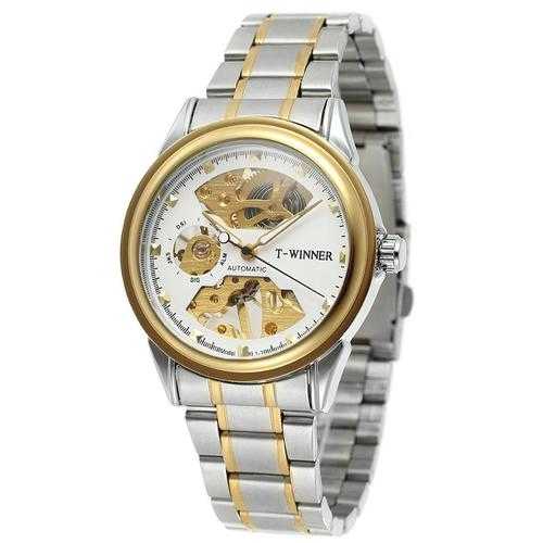 WINNER 378 Self-winding Mechanical Watch Classic Stainless Steel Strap Men Wrist Watch