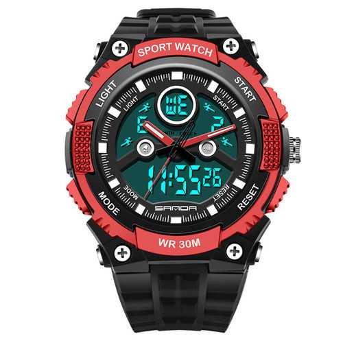SANDA 709 Dual Display 30M Waterproof Outdoor Sport Military Fashion LED Digital Watch
