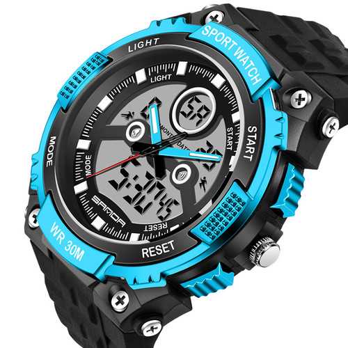 SANDA 709 Dual Display 30M Waterproof Outdoor Sport Military Fashion LED Digital Watch