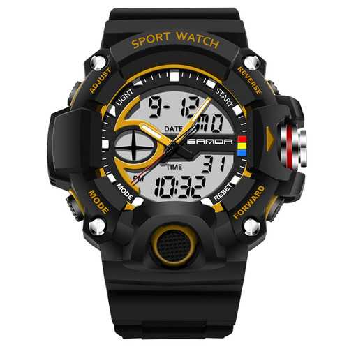 SANDA 715 Dual Display Multi-function Sport Stopwatch Outdoor Fashion Men Digital Watch