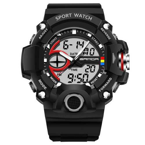 SANDA 715 Dual Display Multi-function Sport Stopwatch Outdoor Fashion Men Digital Watch