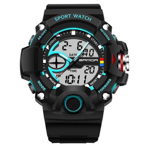 SANDA 715 Dual Display Multi-function Sport Stopwatch Outdoor Fashion Men Digital Watch