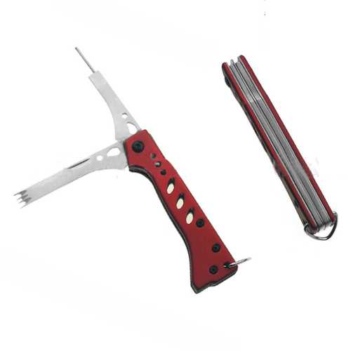 3 in 1 Folding Squid Fork Fish Gripper Stainless Steel Outdoor Fishing Pliers Hook Tools