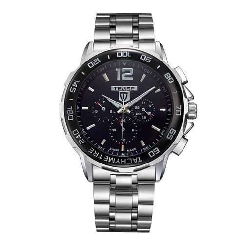 TEVISE 356 Military Style Full Steel Male Wristwatch Semi-Automatic Mechanical Watch