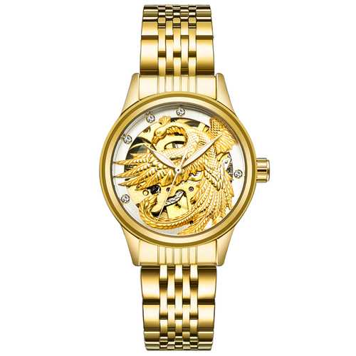 TEVISE 9006 Hollow Phoenix Dragon Pattern Mechanical Watch