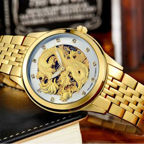 TEVISE 9006 Hollow Phoenix Dragon Pattern Mechanical Watch