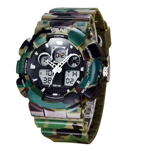 SBAO S8017-1 Backlight Stopwatch Dual Display Digital Watch