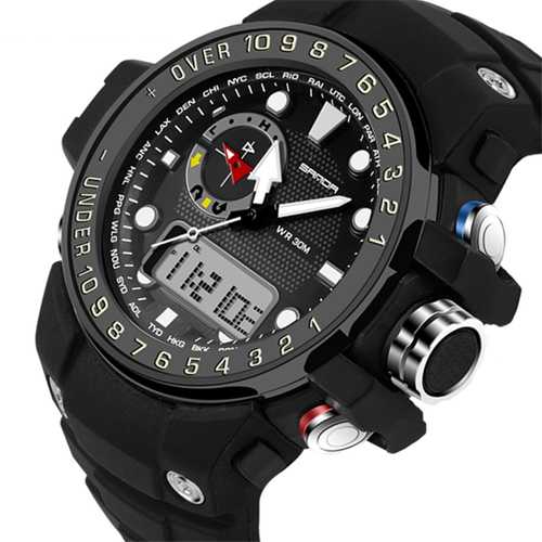 SANDA 399 Calendar Luminous Alarm Dual Display Digital Watch