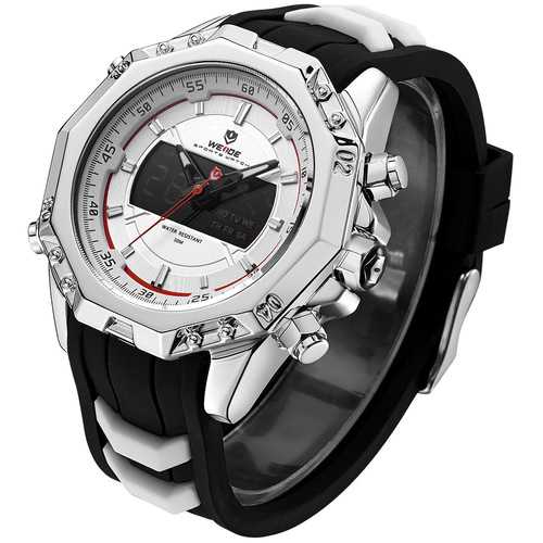WEIDE 6406 Silver Case Luminous Dual Display Digital Watch