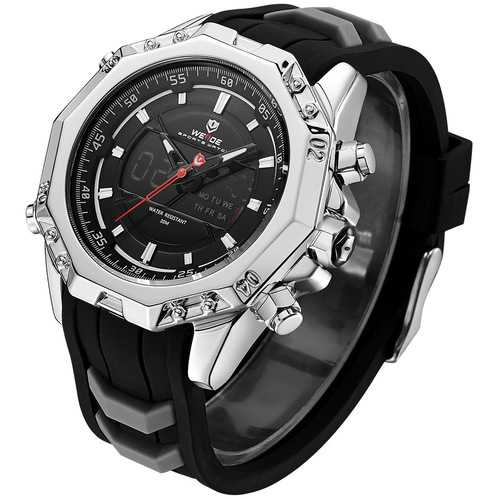 WEIDE 6406 Silver Case Luminous Dual Display Digital Watch