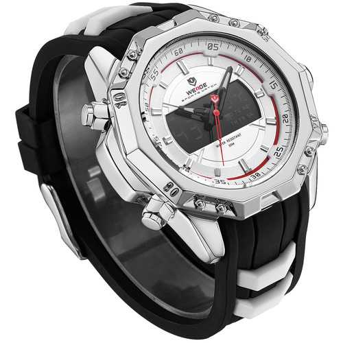 WEIDE 6406 Silver Case Luminous Dual Display Digital Watch