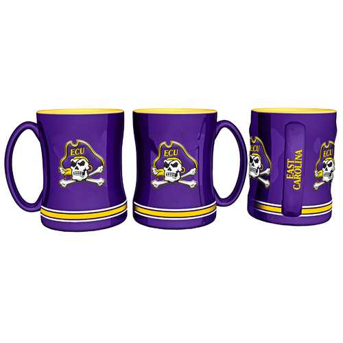 East Carolina Pirates Coffee Mug 14oz Sculpted Relief Special Order