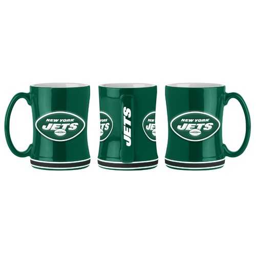 New York Jets Coffee Mug 14oz Sculpted Relief 2019