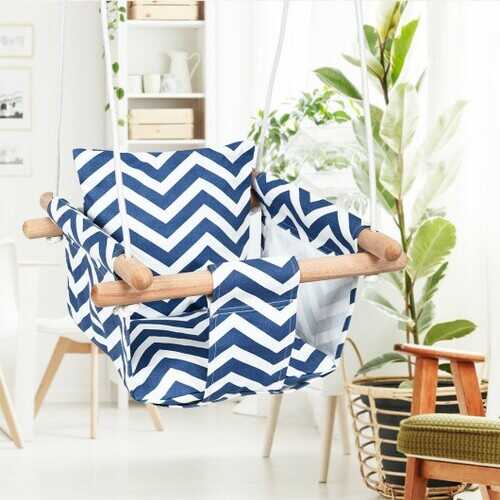Indoor Outdoor Baby Canvas Hanging Swing-Blue