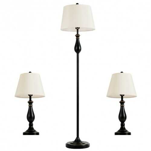 3 pcs Brushed Nickel Lamp Set-Silver