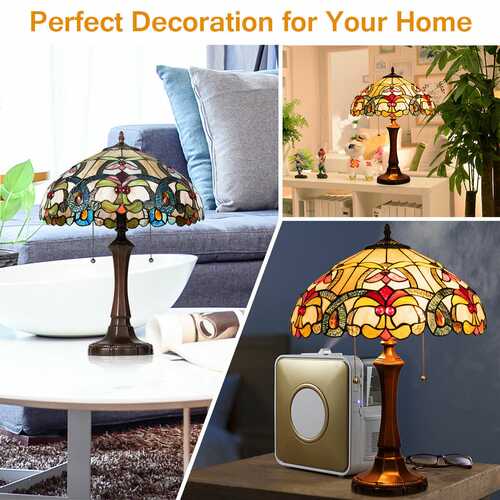 Tiffany-Style Victorian 2-Light Table Lamp with 16