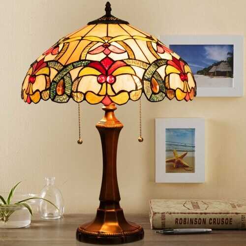 Tiffany-Style Victorian 2-Light Table Lamp with 16