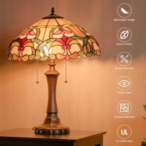Tiffany-Style Victorian 2-Light Table Lamp with 16