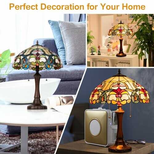 Tiffany-Style Victorian 2-Light Table Lamp with 16