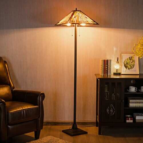 Tiffany-Style 2 Light Floor Lamp with 18
