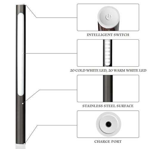 40 LED Closet Portable USB Rechargeable Wardrobe Lamp-Gray