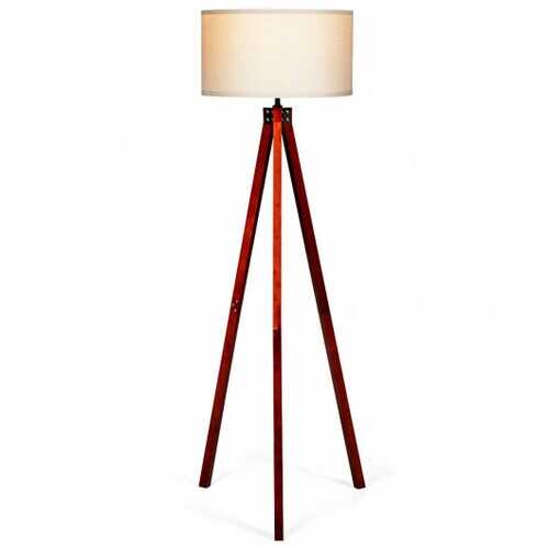 Modern Wood Tripod Floor Lamp with Foot Switch