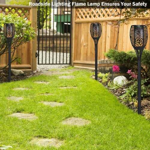 4 pcs Solar Waterproof Flickering Dancing Flame Lamp