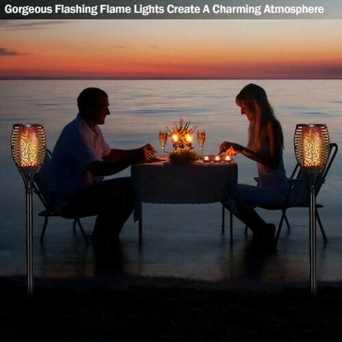 4 pcs Solar Waterproof Flickering Dancing Flame Lamp