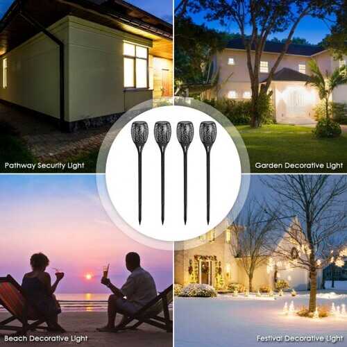 4 pcs Solar Waterproof Flickering Dancing Flame Lamp