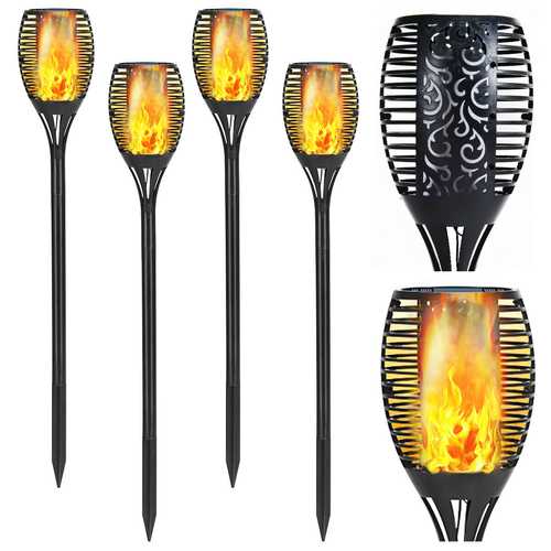 4 pcs Solar Waterproof Flickering Dancing Flame Lamp