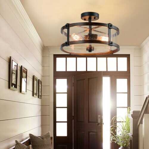 3-Light Living Room Retro Flush Mount Ceiling Light