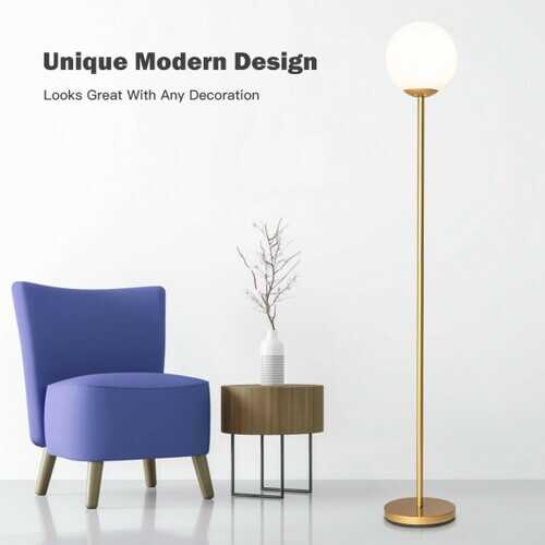 Glass Globe LED Floor Lamp w/ Acrylic Lampshade