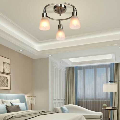3-Light Rotatable Glass Shade Chandelier Ceiling Lamp
