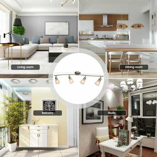 4-Light Track Light Rotatable Glass Shade Chandelier lamp