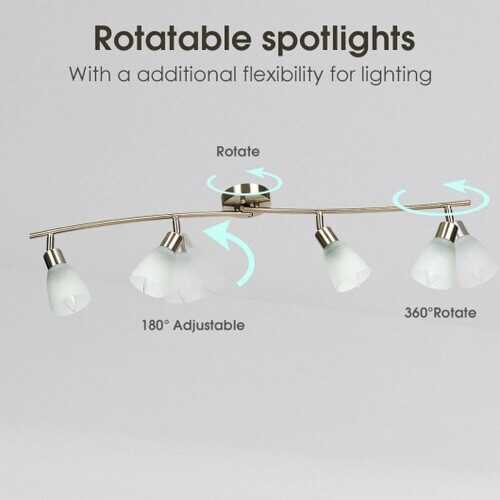 4-Light Track Light Rotatable Glass Shade Chandelier lamp