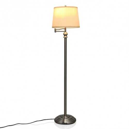 Swing Arm LED Floor Lamp with Hanging Fabric Shade