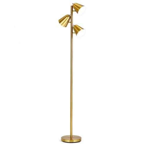 64" Antique Brass 3 Light LED Reading and Floor Lamp