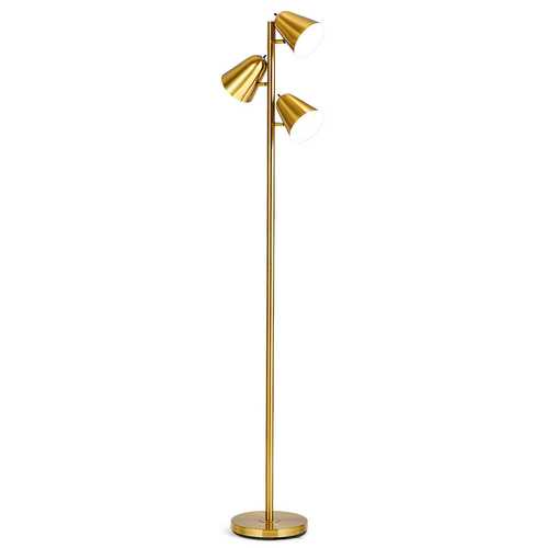 64" Antique Brass 3 Light LED Reading and Floor Lamp
