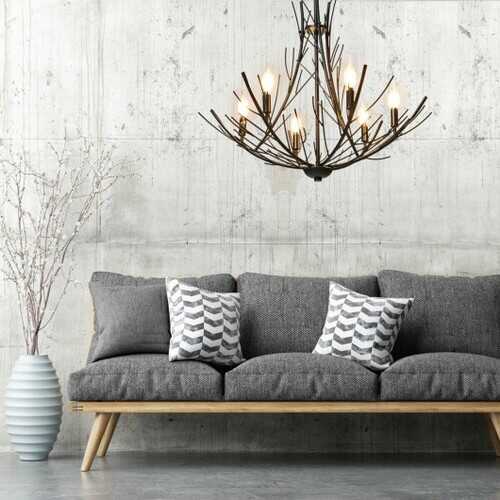 6-Light Vintage Branch Chandelier Copper Ceiling Lamp