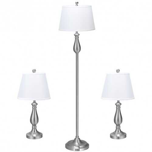 3 pcs Brushed Nickel Lamp Set-Silver