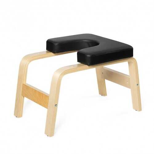 Yoga Headstand Wood Stool with PVC Pads-Black