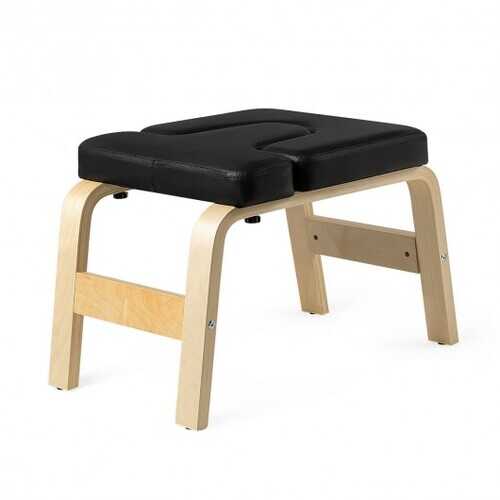 Yoga Headstand Wood Stool with PVC Pads-Black