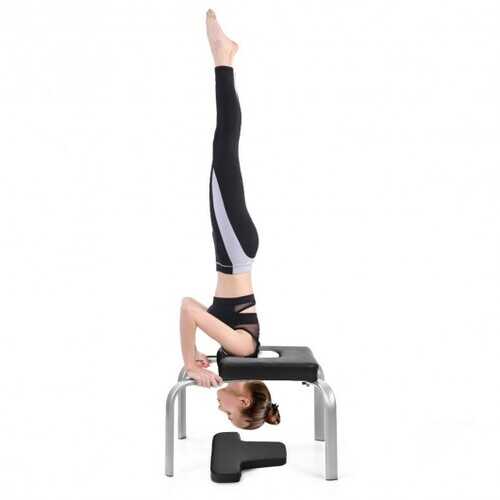 Yoga Iron Headstand Bench w/ PVC Pads for Family Gym-Black
