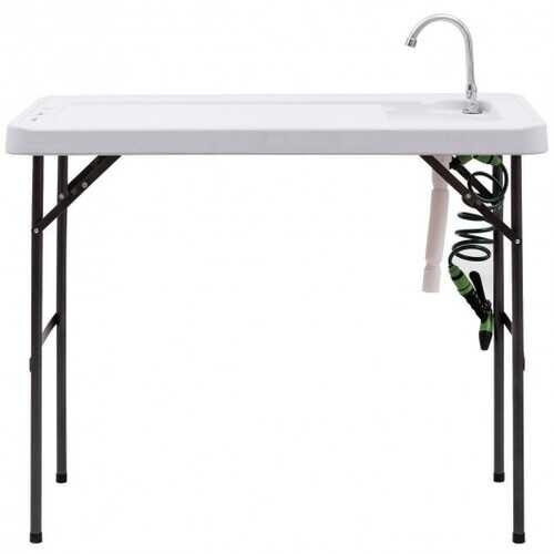 Folding Cleaning Sink Faucet Cutting Camping Table w/ Sprayer
