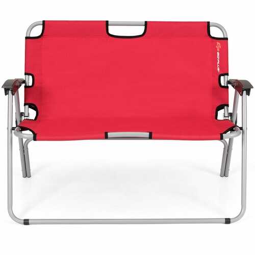 2 Person Folding Camping Bench Portable Double Chair-Red