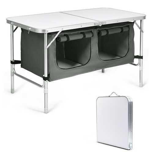 Height Adjustable Folding Camping  Table-Gray