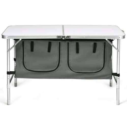 Height Adjustable Folding Camping  Table-Gray